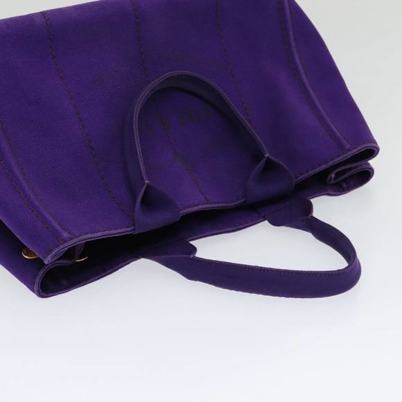 PRADA Canapa MM Hand Bag Canvas Purple Gold Auth yk14234 - Picture 6 of 16
